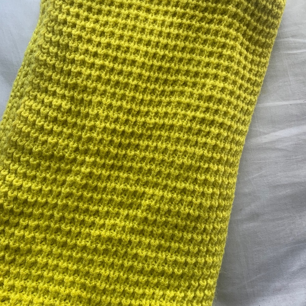 Yellow knitted infinity scarf